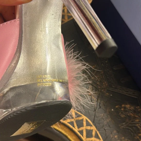 Pleaser Pink Feathered Women's Heels - Picture 11 of 16